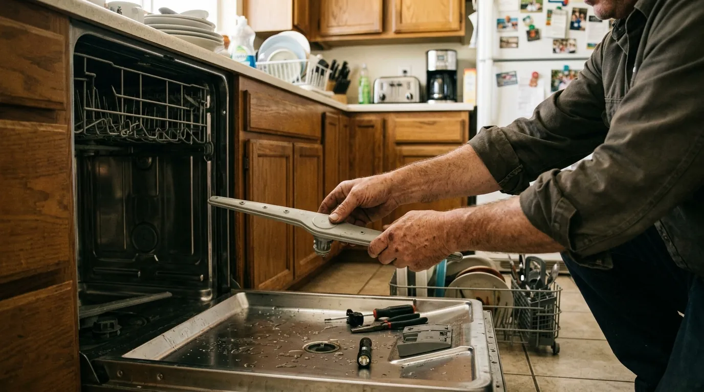 Dishwasher spray arm cleaning in a Northridge family kitchen