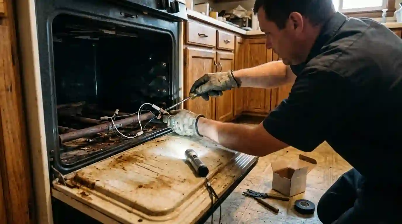 Gas oven igniter replacement in a Tarzana ranch kitchen
