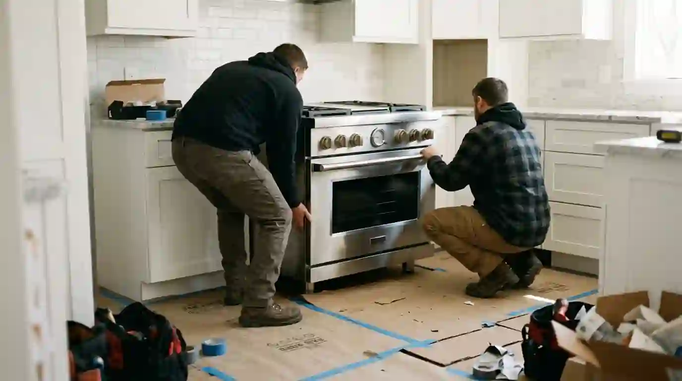 Sliding a pro-style range into a remodeled kitchen