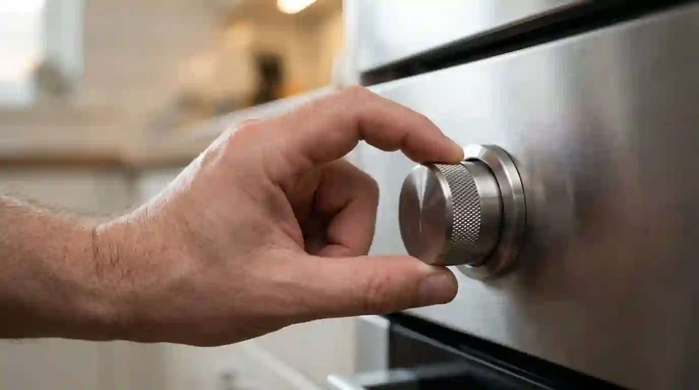 Hand turning an appliance control knob