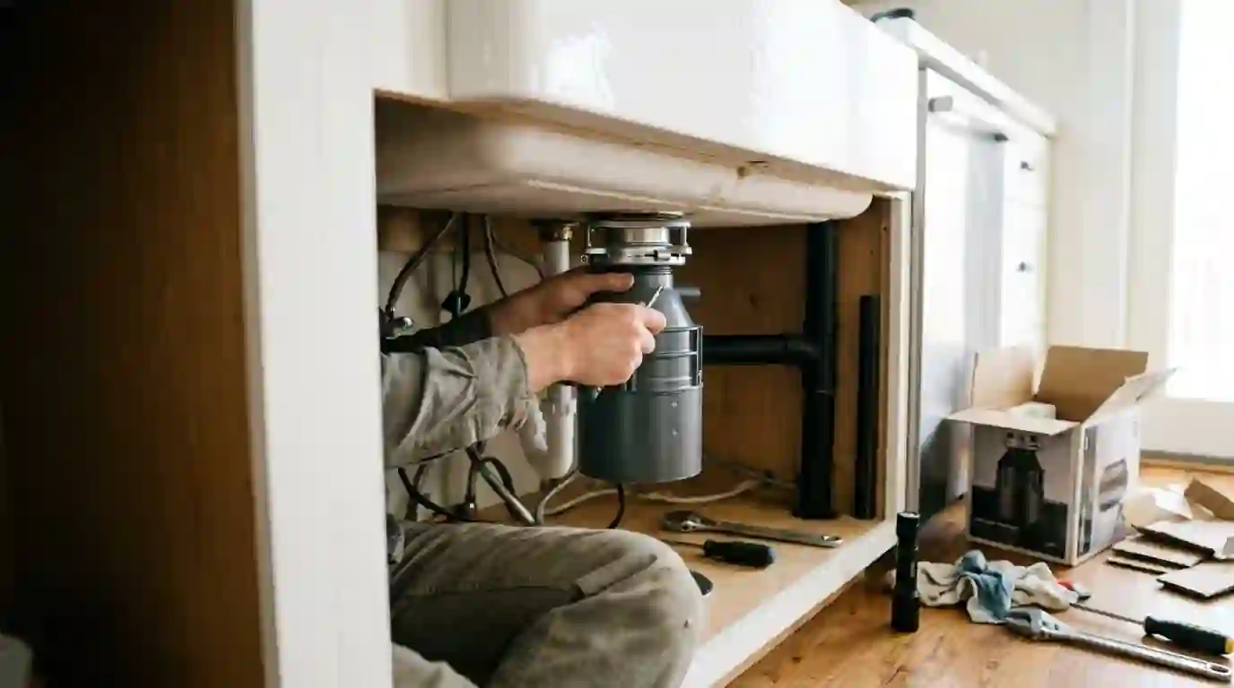 Mounting a new garbage disposal under a farmhouse sink