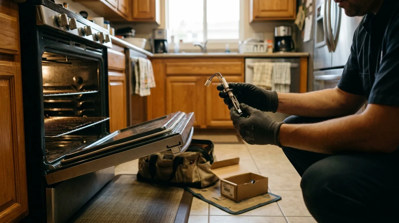 Gas oven igniter replacement in a Granada Hills kitchen